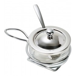 Queijeira 10cm Italy Cristal Com Tampa Colher e Suporte Aço Inox
